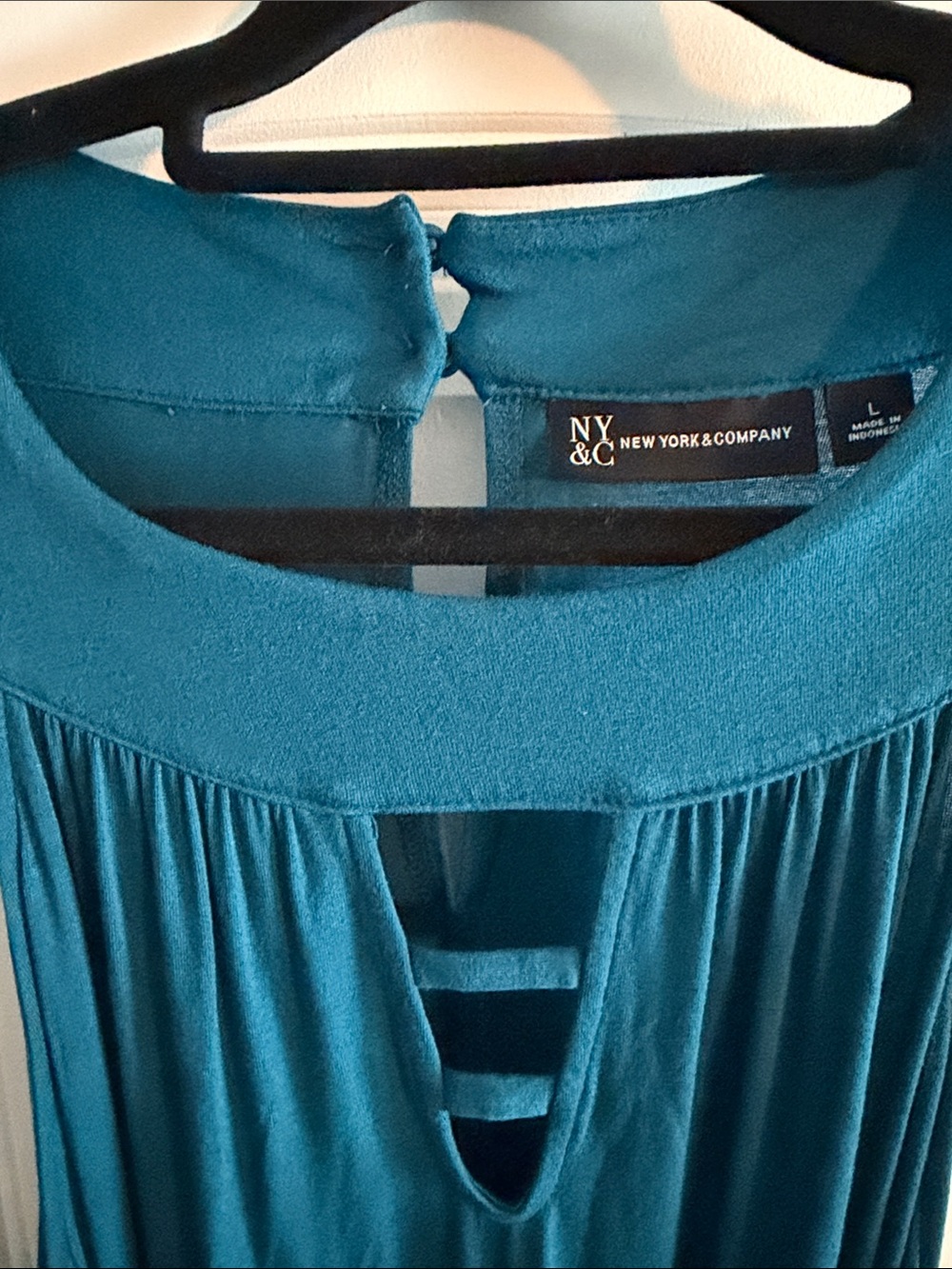 New York & Company Teal Ladder-Back Maxi Dress